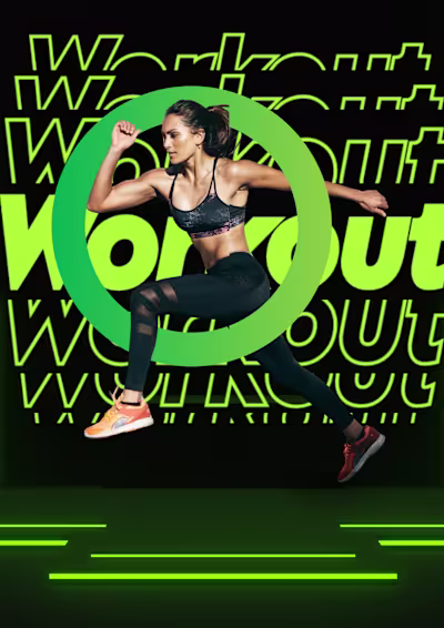 Dynamic Fitness Poster Design – Bold Neon Style