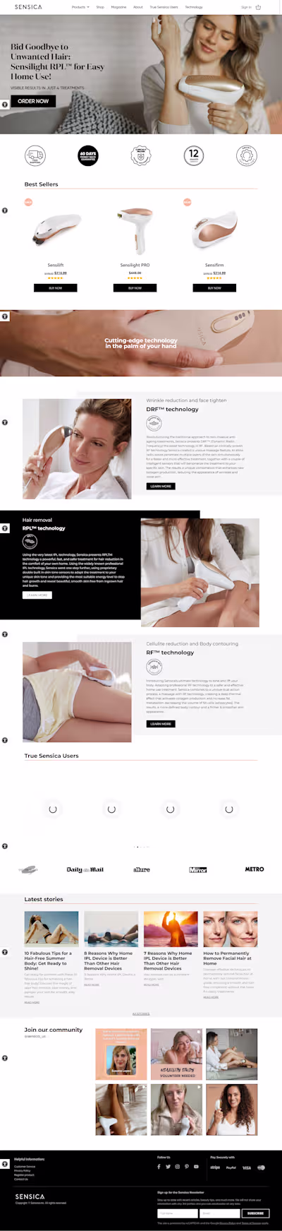 Custom Shopify Store Development for Sensica