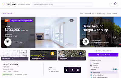 ZeroDown Listings Page