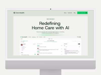 Clara Health AI Platform - Web Design