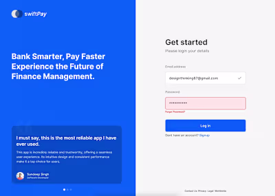SwiftPay Online Banking Dashboard Design