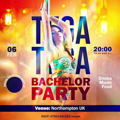 Tega’s Bachelor Party Flyer Design 
