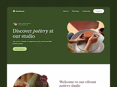 Landing page for Pottery Workshops