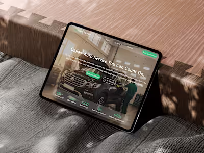 Automotive Shop Landing Page Design