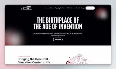Website Design and Dev for the Edison Birthplace Museum