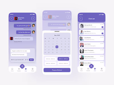 Fitness Partner App – Smart Chat & Workout Scheduling UI Hel...
