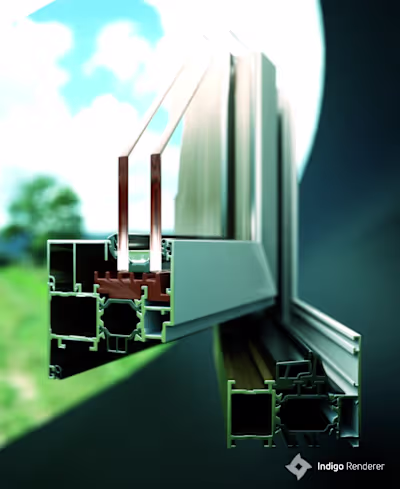 Product renderings of aluminium window systems, created end-...
