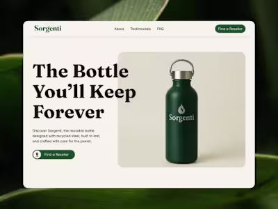 Sorgenti – Eco Product Landing Page