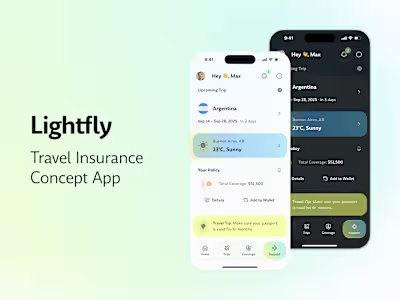 "Lightfly" Mobile App Concept