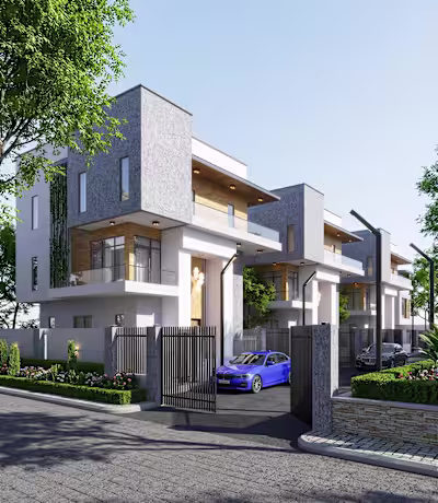 A modern residential complex featuring