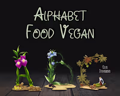 Alphabet. Food Vegan