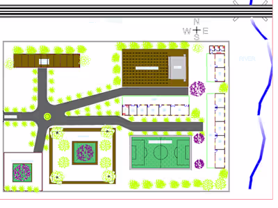 Design of secondry school using autocad