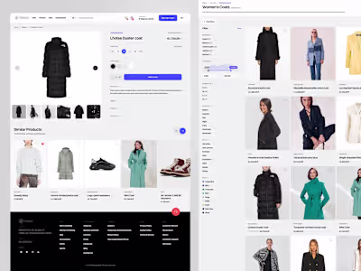 Core shopping screens we designed for a new retail platform.