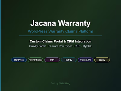 Jacana Warranty — WordPress Claims Portal & CRM Integration