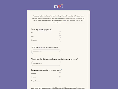 AI-Powered Baby Name Generator