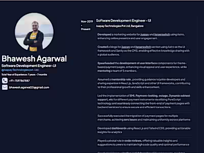 Developed personal portfolio