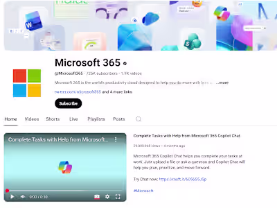 M365 support YouTube channels — Manuela Materon