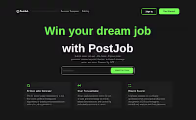 Landing page for project "Post Job"