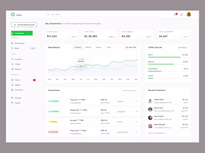Ecommerce Dashboard design for Store Owners