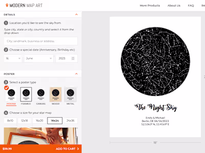 Modern Map Art: full stack, rendering, ecommerce