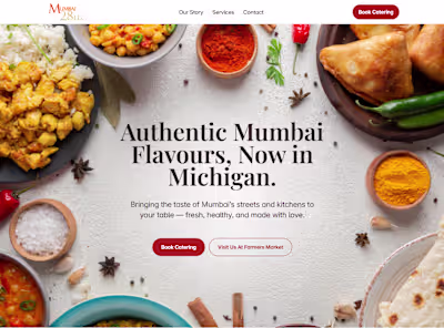 One-Page Website for US-based Indian Food Business