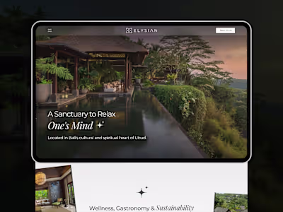 Elysian Eco-Hotel in Ubud, Bali Website UI/UX Design