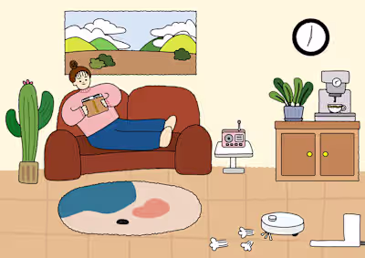 Warm house and appliance illustration