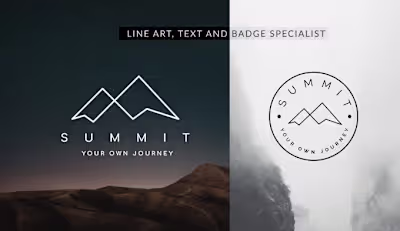 Modern line art text or badge logo design