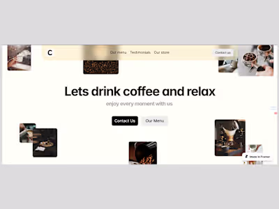 Menu Coffe website