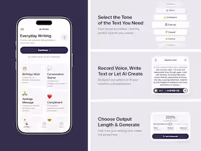 AI Writing Assistant App Design