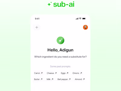 Sub AI Ingredient Substitution Web App Design