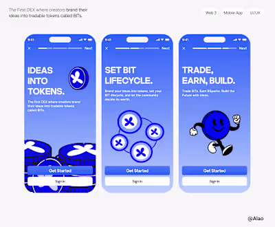 Onboarding screens for brandex