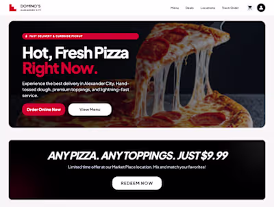 Innovative Website Design for Trendy Pizza Restaurant
