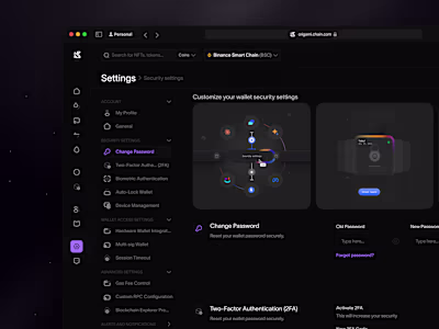 Settings page for managing Web3 wallet security.