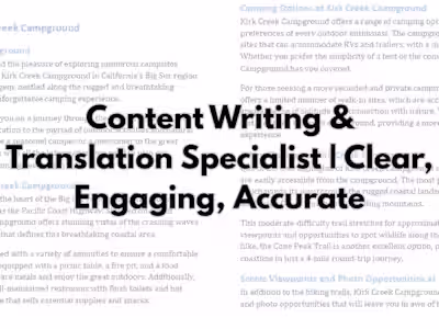 Content Writing & Translation Specialist