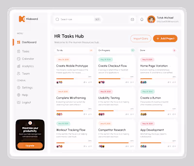 HR Task & Project Management Dashboard Design