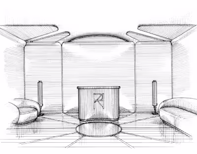 Interior design illustration of a recording studio