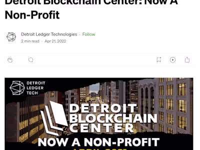 blog: Detroit Blockchain Center: Now A Non-Profit