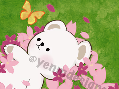 Cherry Blossoms & Teddy Bear
