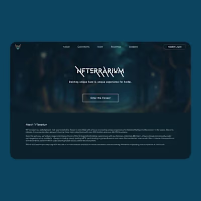 NFTerrarium Landing Page