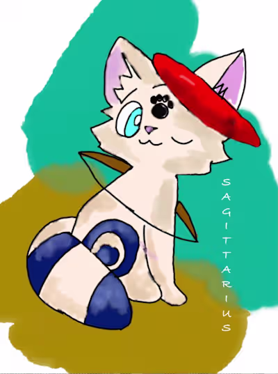  Sagittarius Zodiac Cat — Character Illustration