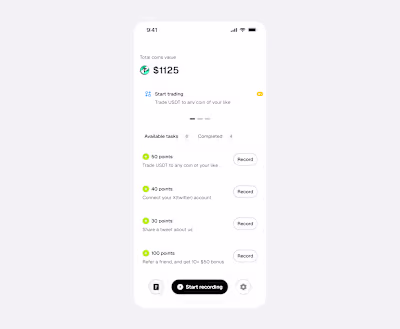 Rewards & Task Screen