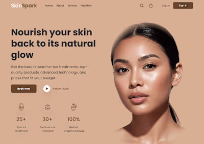 Skin Spark - Hero Design for Skin Care Website 