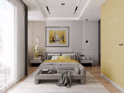Bedroom design with yellow theme
