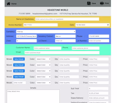 Invoice/WorkOrder Management App