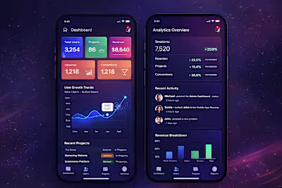 Mobile SaaS Dashboard App Mobile SaaS dashboard designed for...