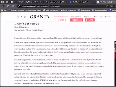 Short Story: I Won't Let you go by Hiromi Kawakami