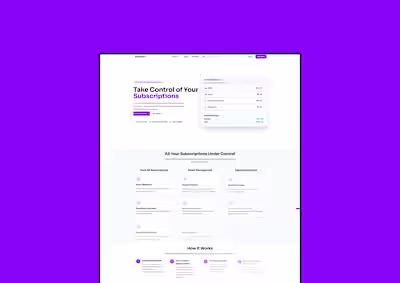 SubScript App Landing Page Design