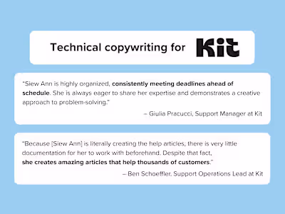 Technical copywriting for Kit's knowledge base