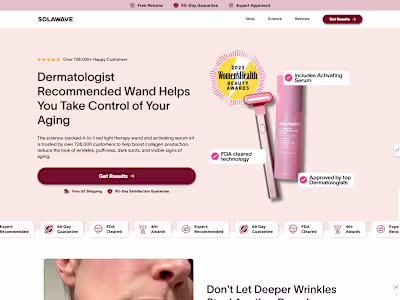 Sales page I develop withing replo for Solawave